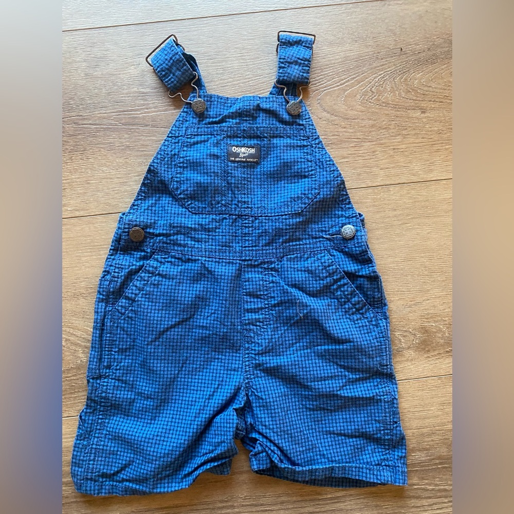 OshKosh B’Gosh 3T Plaid Blue Overalls